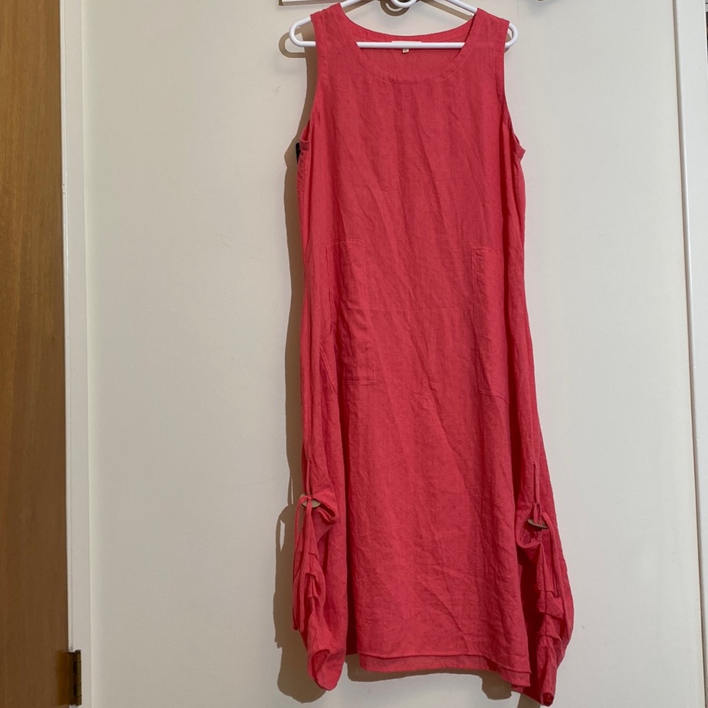 Indigo Soul Coral/Pink Sleeveless Maxi Dress With Pockets - Size L